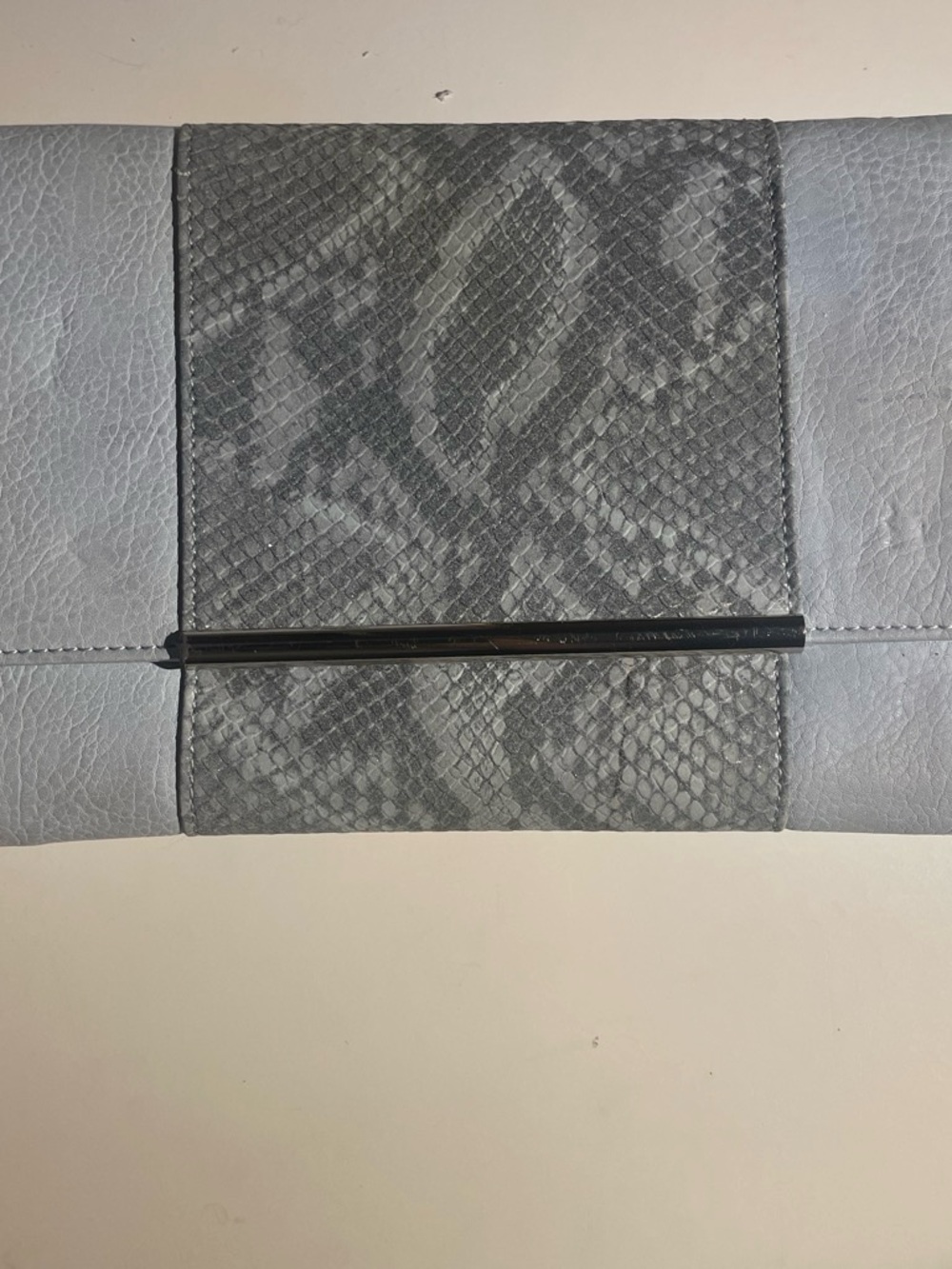 Women's Gray Snake-Embossed Clutch Bag